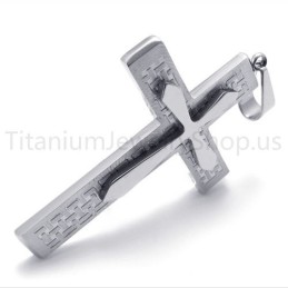 New Two Layers Silvery Cross Titanium Pendant
