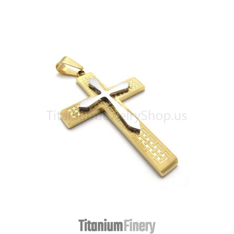 New Two Layers Golden Cross Titanium Pendant New Two Layers Golden Cross Titanium Pendant