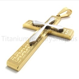 New Two Layers Golden Cross Titanium Pendant
