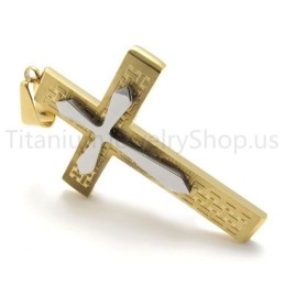 New Two Layers Golden Cross Titanium Pendant