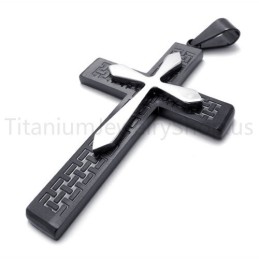 New Two Layers Black Cross Titanium Pendant