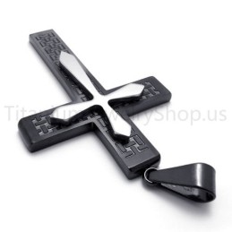 New Two Layers Black Cross Titanium Pendant