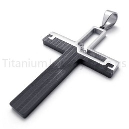 New Black Hollowed Cross Titanium Pendant