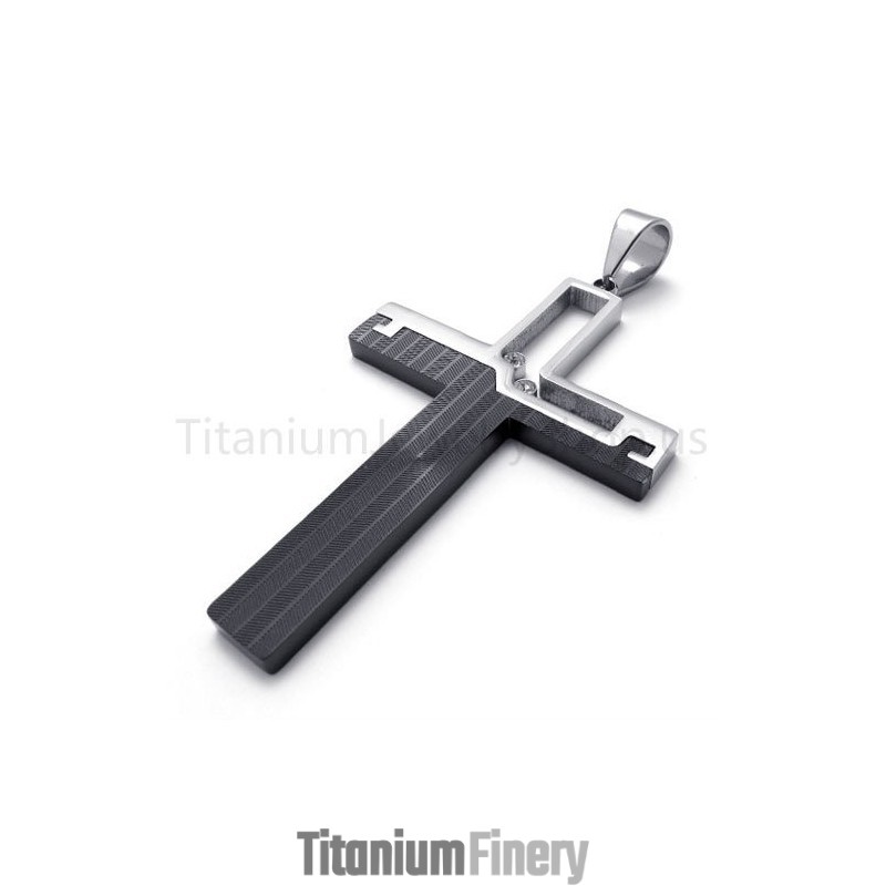 New Black Hollowed Cross Titanium Pendant New Black Hollowed Cross Titanium Pendant
