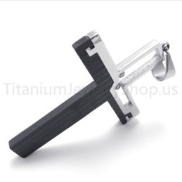 New Black Hollowed Cross Titanium Pendant