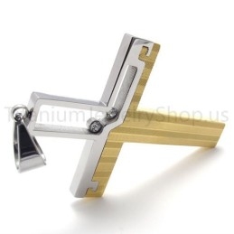 New Duotone Hollowed Cross Titanium Pendant