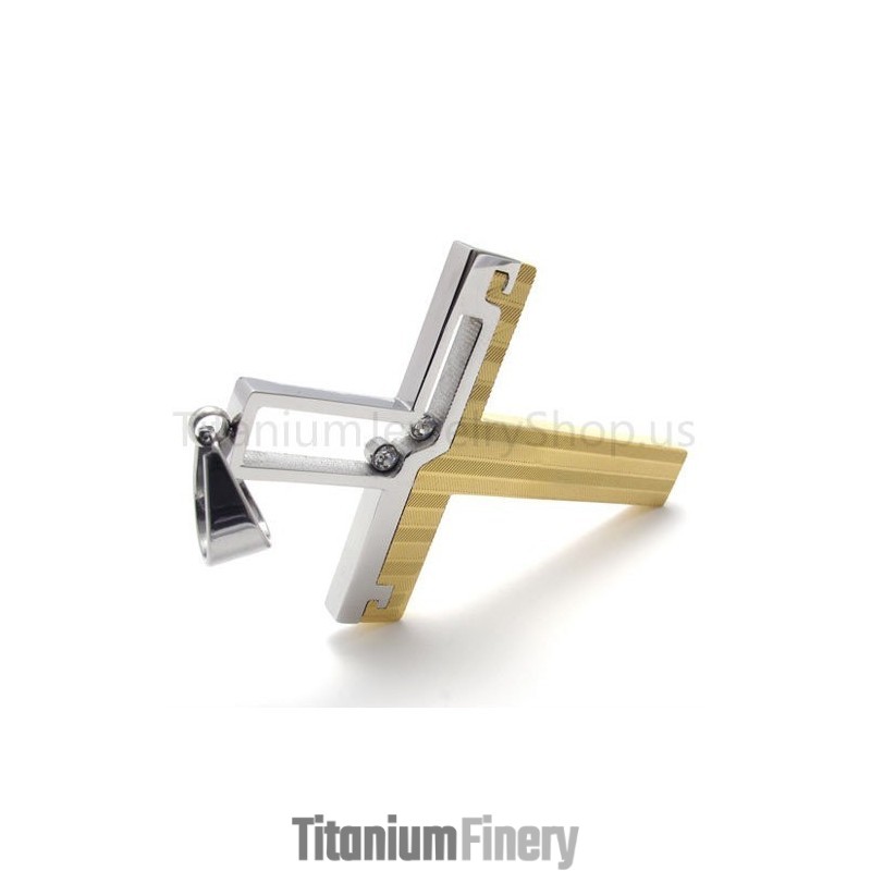 New Duotone Hollowed Cross Titanium Pendant