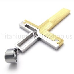 New Duotone Hollowed Cross Titanium Pendant