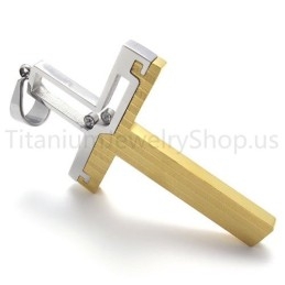New Duotone Hollowed Cross Titanium Pendant