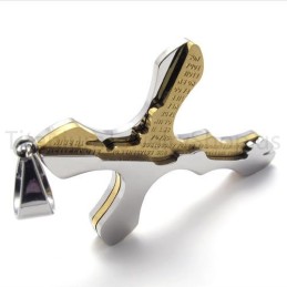 New Golden Carving Letters Cross Titanium Pendant