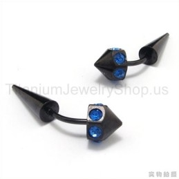 Black Titanium Inlayed Blue Diamonds Earrings
