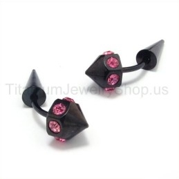 Black Titanium Inlayed Purple Diamonds Earrings