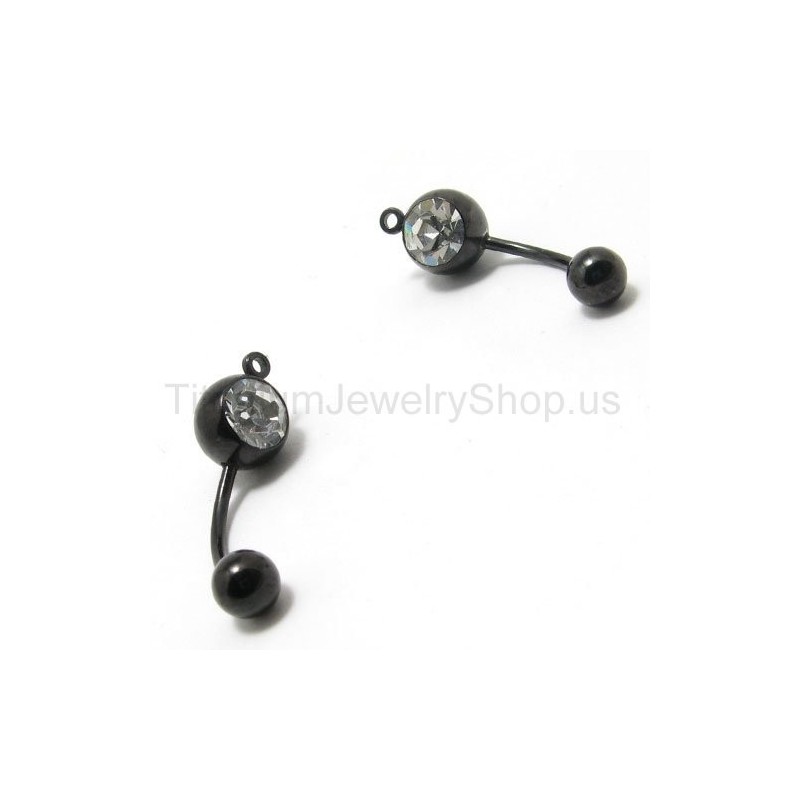 Black Mini Titanium Inlayed Diamond Earrings Black Mini Titanium Inlayed Diamond Earrings