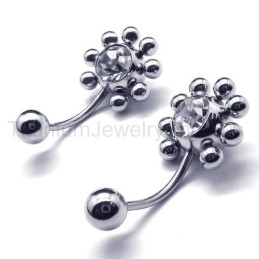 Sunflower Titanium Inlayed Diamond Earrings