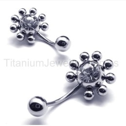 Sunflower Titanium Inlayed Diamond Earrings