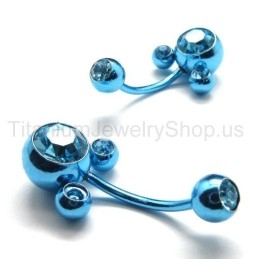 Blue Flower Titanium Inlayed Diamond Earrings