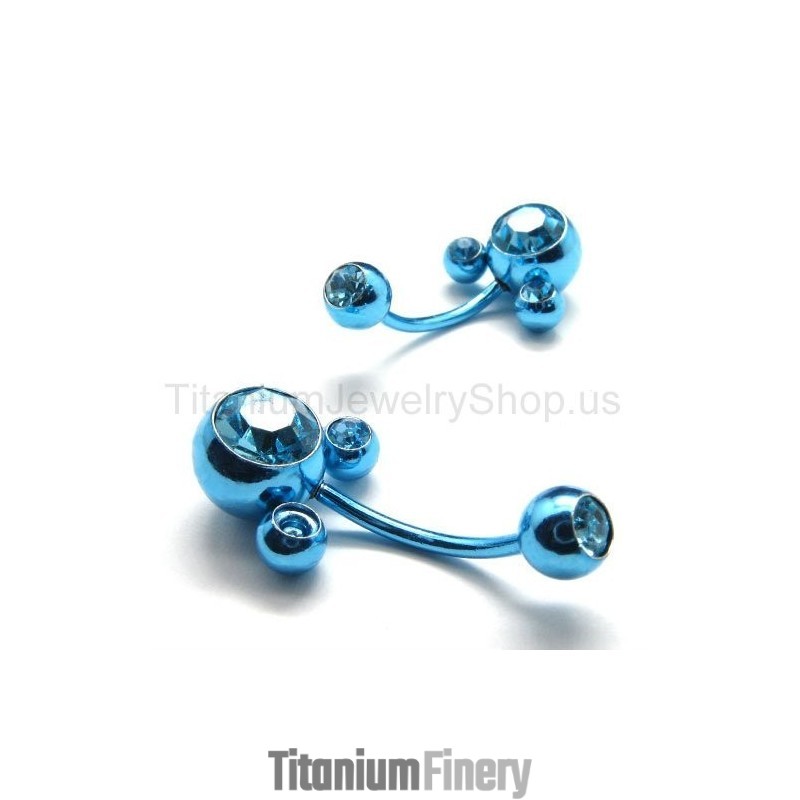 Blue Flower Titanium Inlayed Diamond Earrings Blue Flower Titanium Inlayed Diamond Earrings