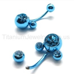 Blue Flower Titanium Inlayed Diamond Earrings