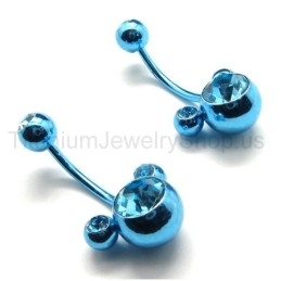 Blue Flower Titanium Inlayed Diamond Earrings