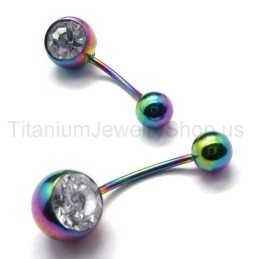 Color Mini Titanium Inlayed Diamond Earrings
