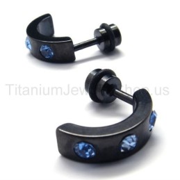 Black Titanium Blue Diamonds Earrings