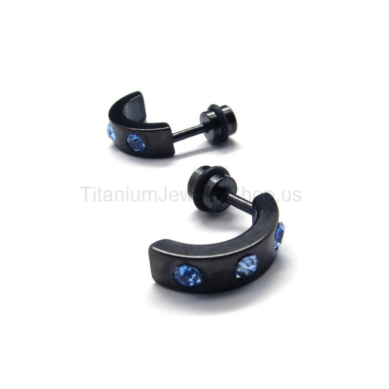 Black Titanium Blue Diamonds Earrings