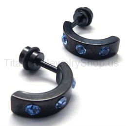 Black Titanium Blue Diamonds Earrings