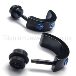 Black Titanium Blue Diamonds Earrings