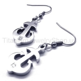 Silver Titanium Anchor Earrings