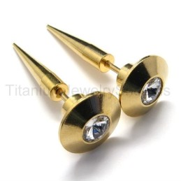 Gold Hobnail Titanium Earrings
