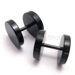 Black Titanium Barbell Earrings
