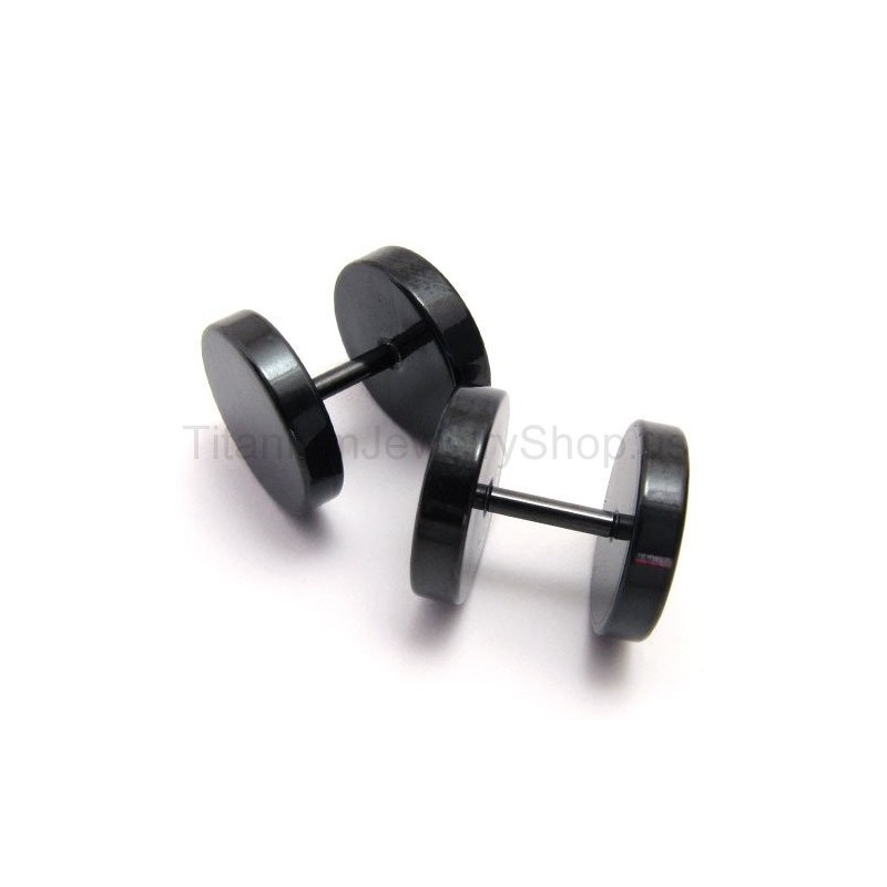 Black Titanium Barbell Earrings