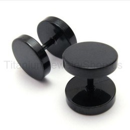 Black Titanium Barbell Earrings
