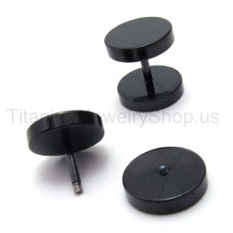Black Titanium Barbell Earrings