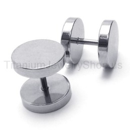 Silver Titanium Barbell Earrings