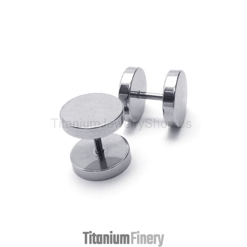 Silver Titanium Barbell Earrings