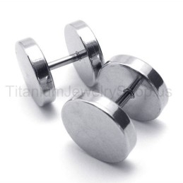 Silver Titanium Barbell Earrings