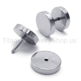 Silver Titanium Barbell Earrings