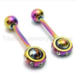 Color Magic Stick Titanium Diamond Earrings