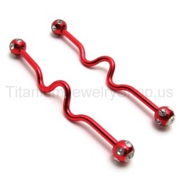 Red Twisty Titanium Earrings