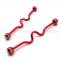 Red Twisty Titanium Earrings