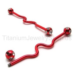 Red Twisty Titanium Earrings