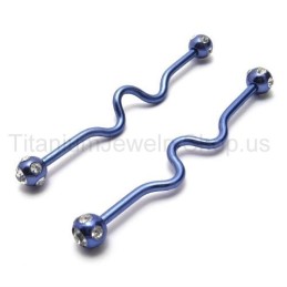 Blue Twisty Titanium Earrings