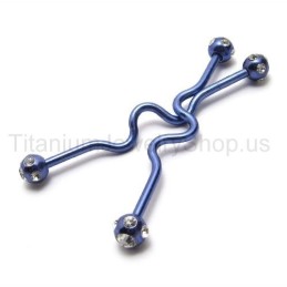 Blue Twisty Titanium Earrings
