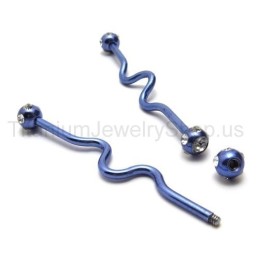 Blue Twisty Titanium Earrings