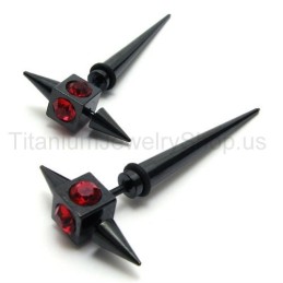 Black Titanium Red Diamond Earrings