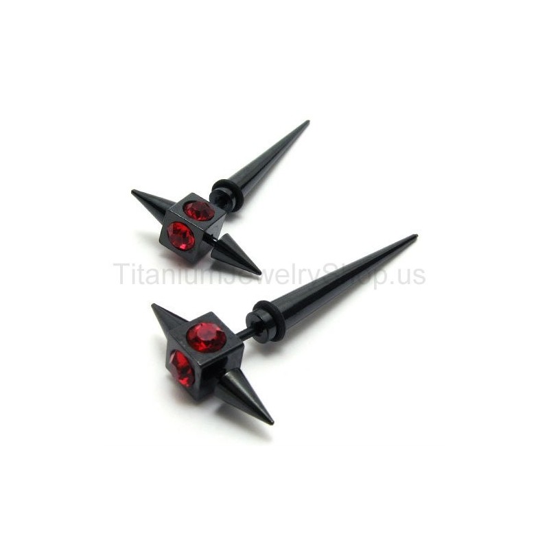 Black Titanium Red Diamond Earrings