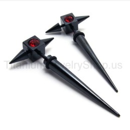 Black Titanium Red Diamond Earrings