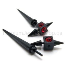 Black Titanium Red Diamond Earrings