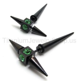 Black Titanium Green Diamond Earrings